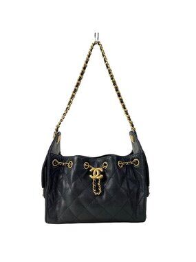 Chanel Shoulder Bag 25 Mini Black Chain Vintage Gold